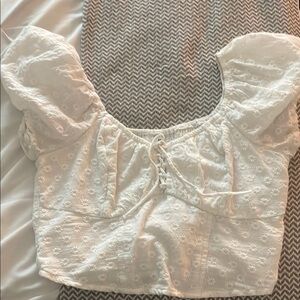 Hollister White Lace-Up Blouse
